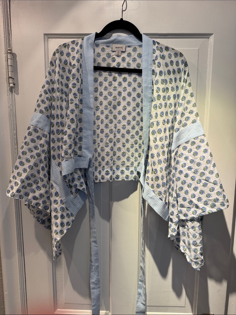 Maeve Blue and White Floral Print Lightweight Wrap